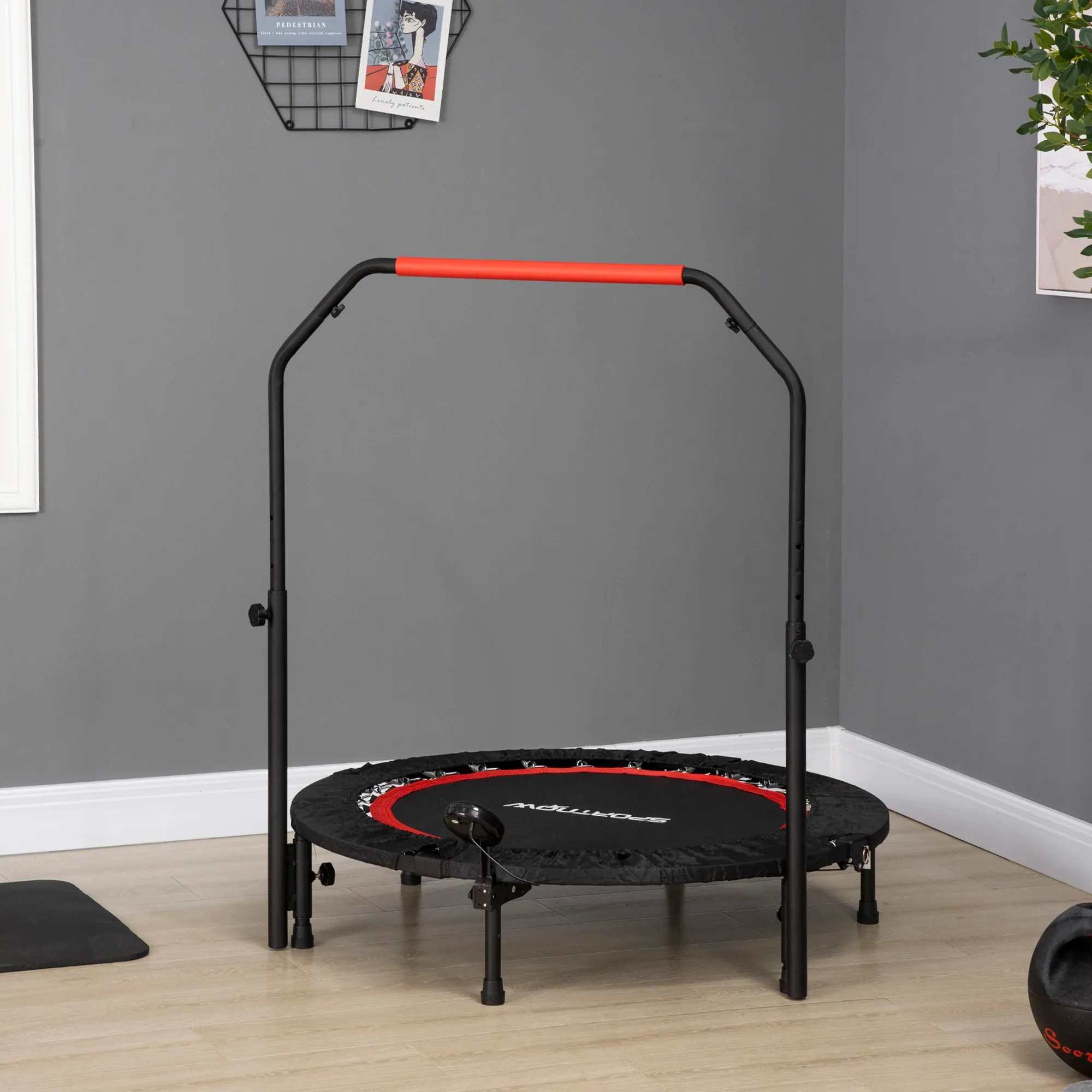 SPORTNOW Minitrampoline in hoogte verstelbaar opvouwbaar LCD-monitor