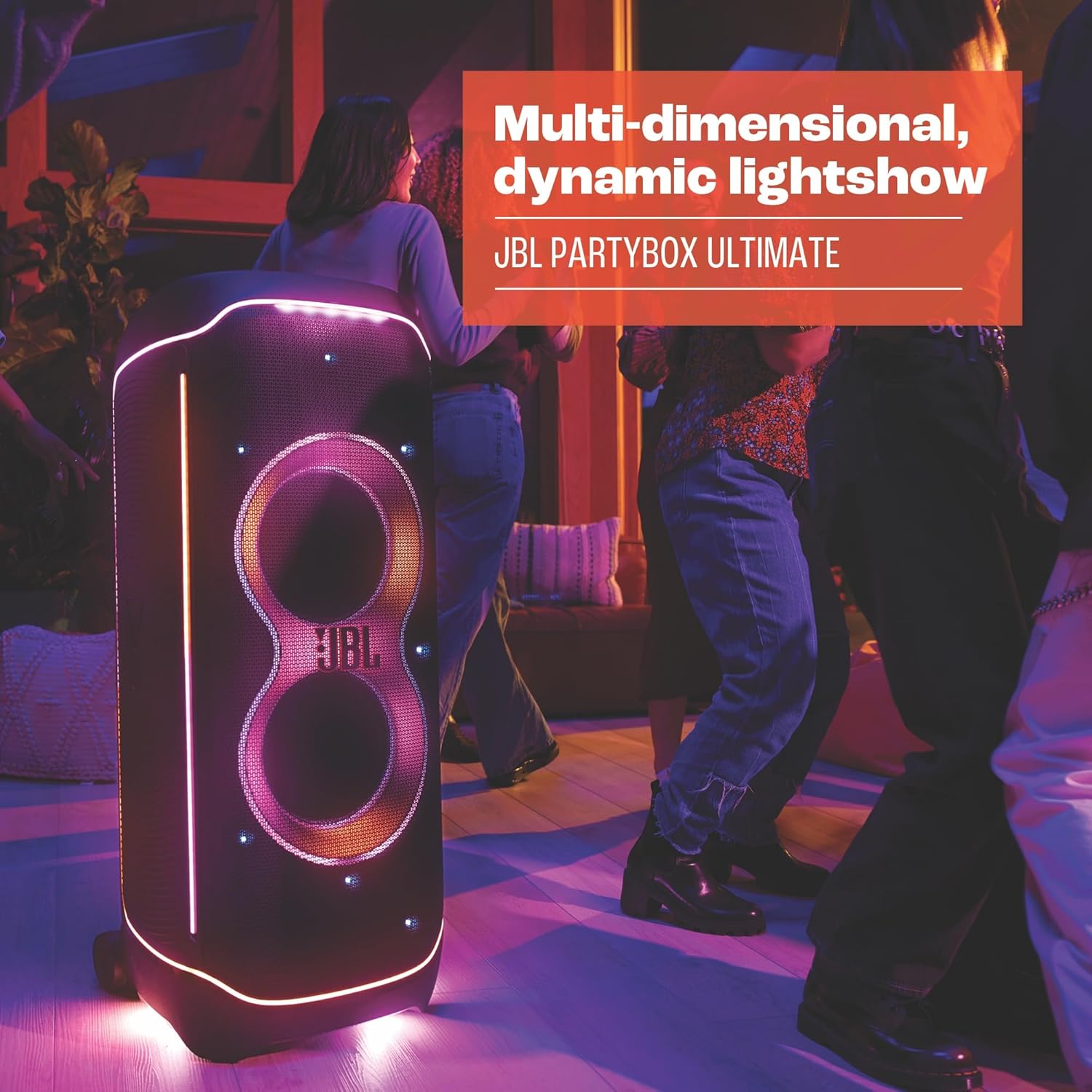 JBL Partybox Stage 120 in Schwarz – Tragbare Bluetooth-Lautsprecher-Box mit JBL Pro Sound, Lichtshow, KI-Sound-Boost und Teleskopgriff – 12 h Laufzeit