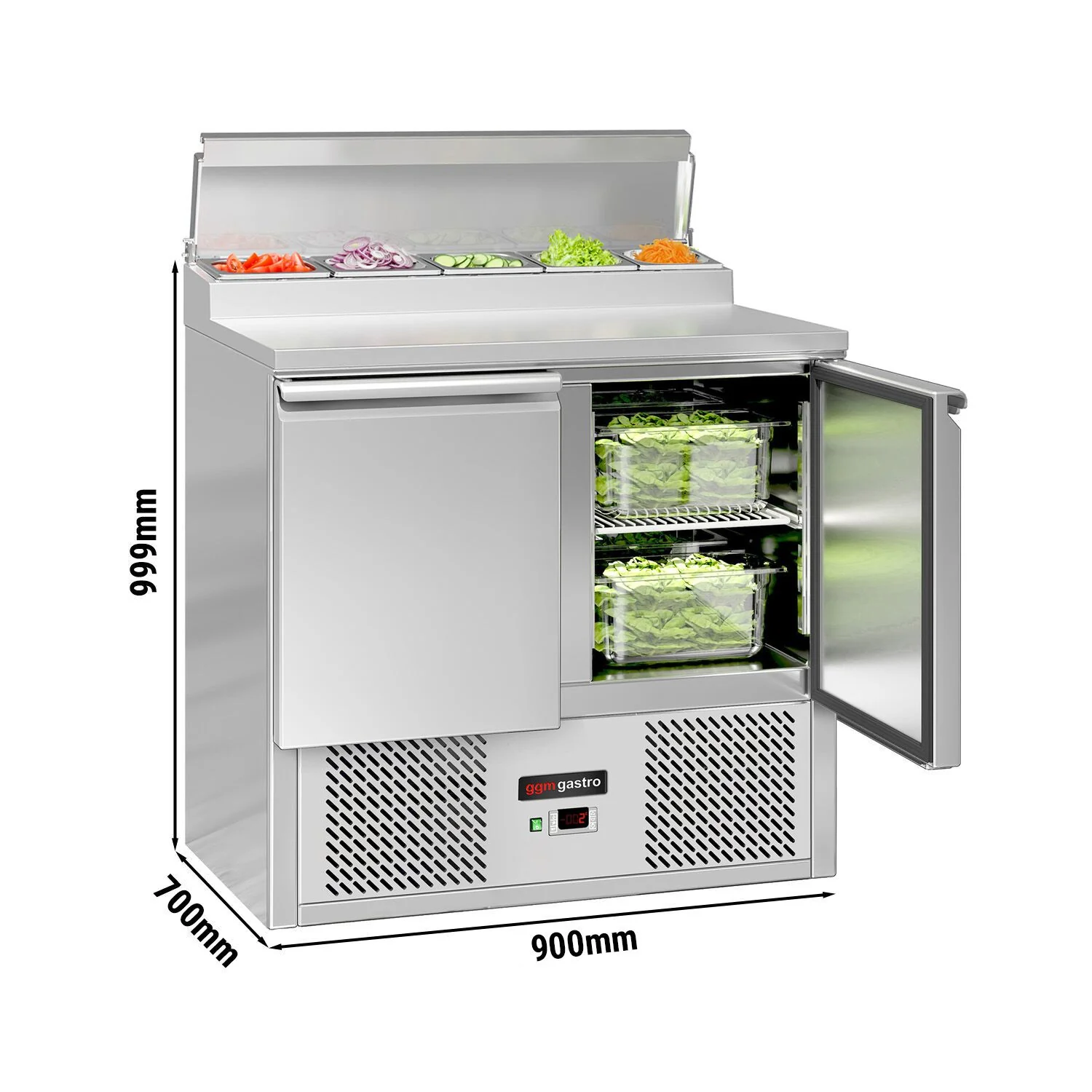 Saladette Mini ECO - 900x700 mm - 2 dører - med lokk - for 5x GN 1/6 beholdere