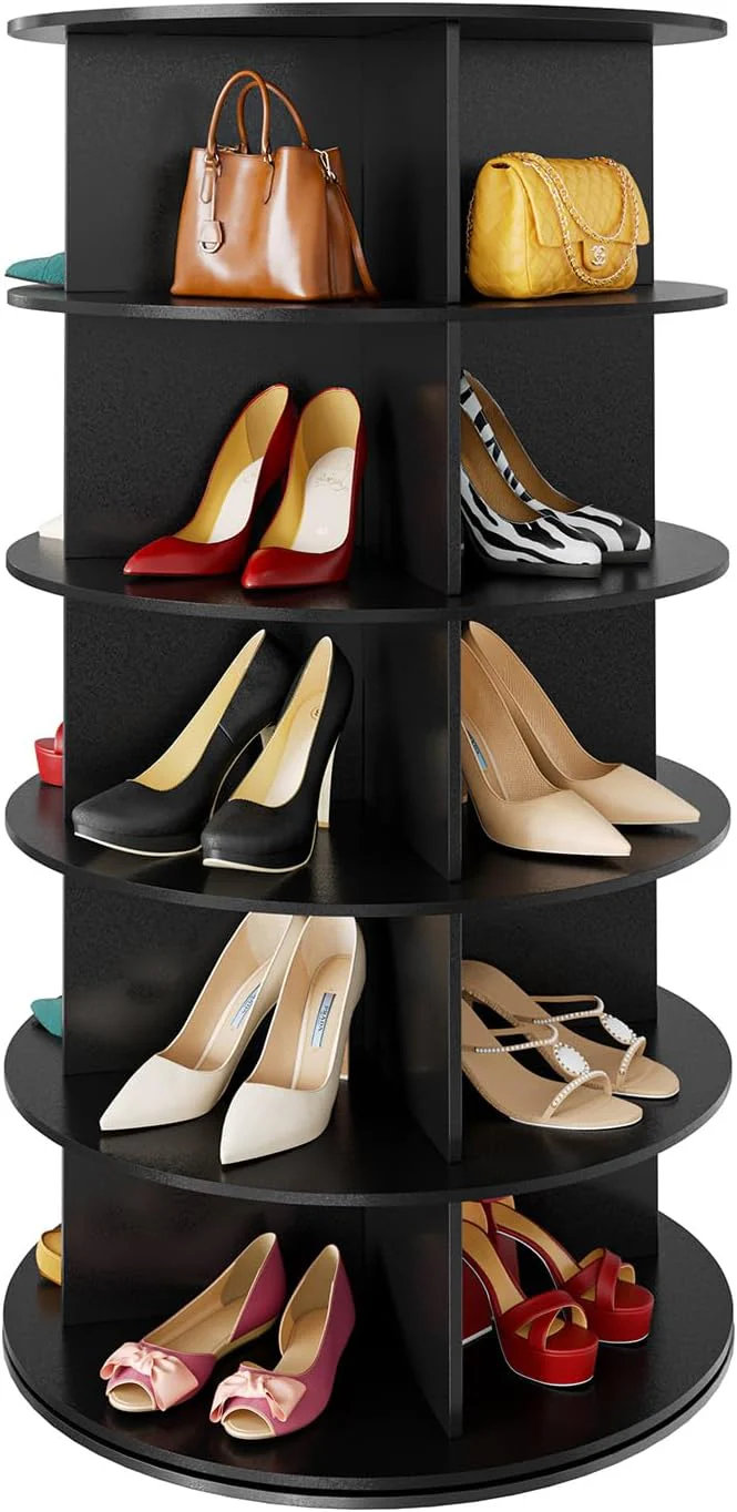 SpaceAid 7 Tier Rotating Shoe Rack Tower, Spinning Shoe Display Lazy Susan