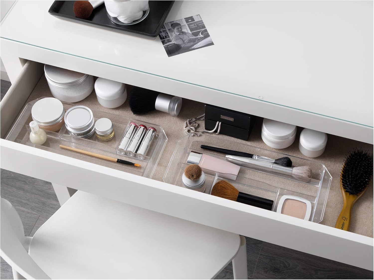 IKEA-Malm-Schminktisch weiß weiß mit Glasplatte 120 x 41 x 78 cm