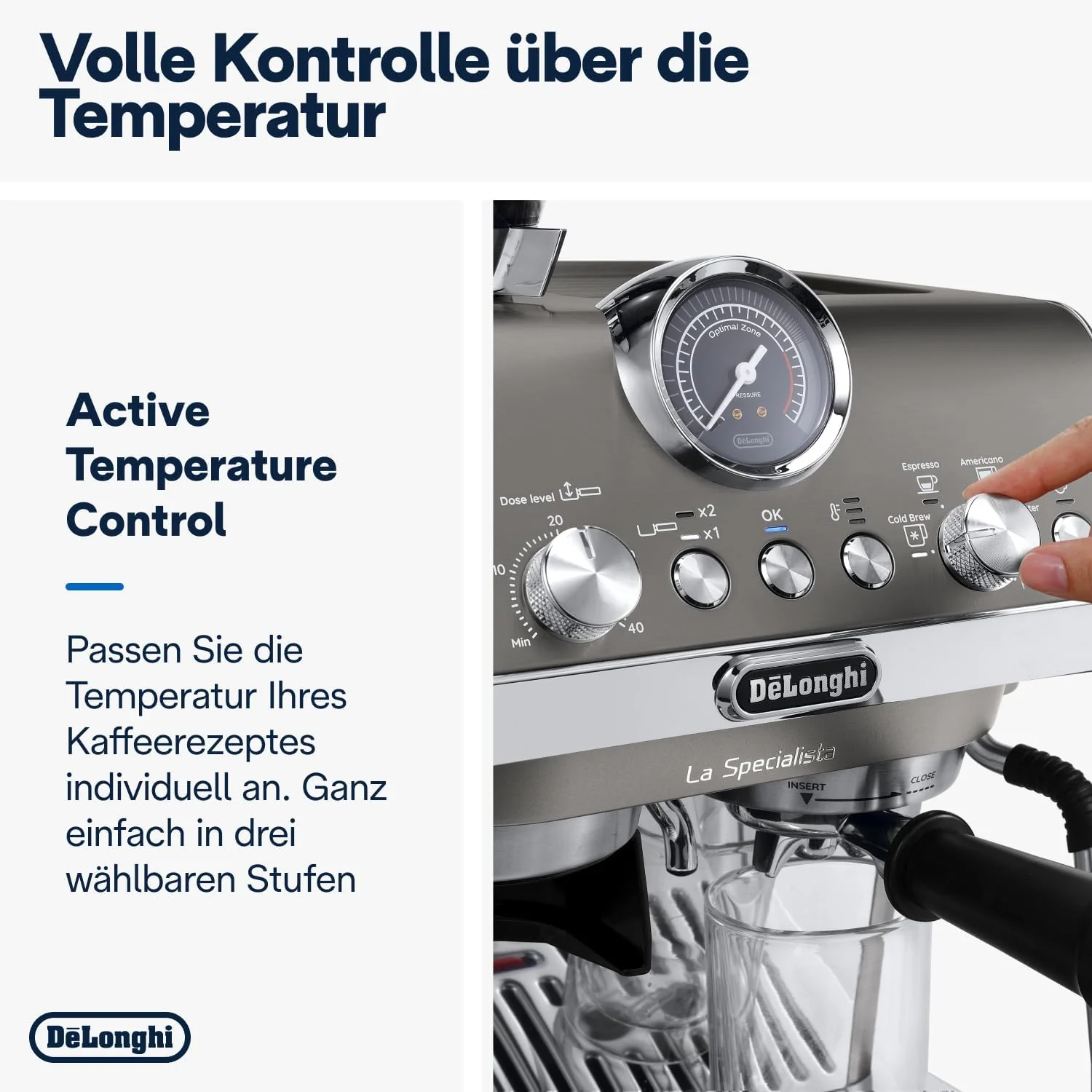 De'Longhi La Specialista Arte EC9155. MB Machine met zeven dragers, espressomachine met molen, 8 malingen, 15 bar, 3 temperaturen, melkopschuimmondstuk, 1300 W, tank van 1,5 l, roestvrij staal/zwart incl. barista-kit