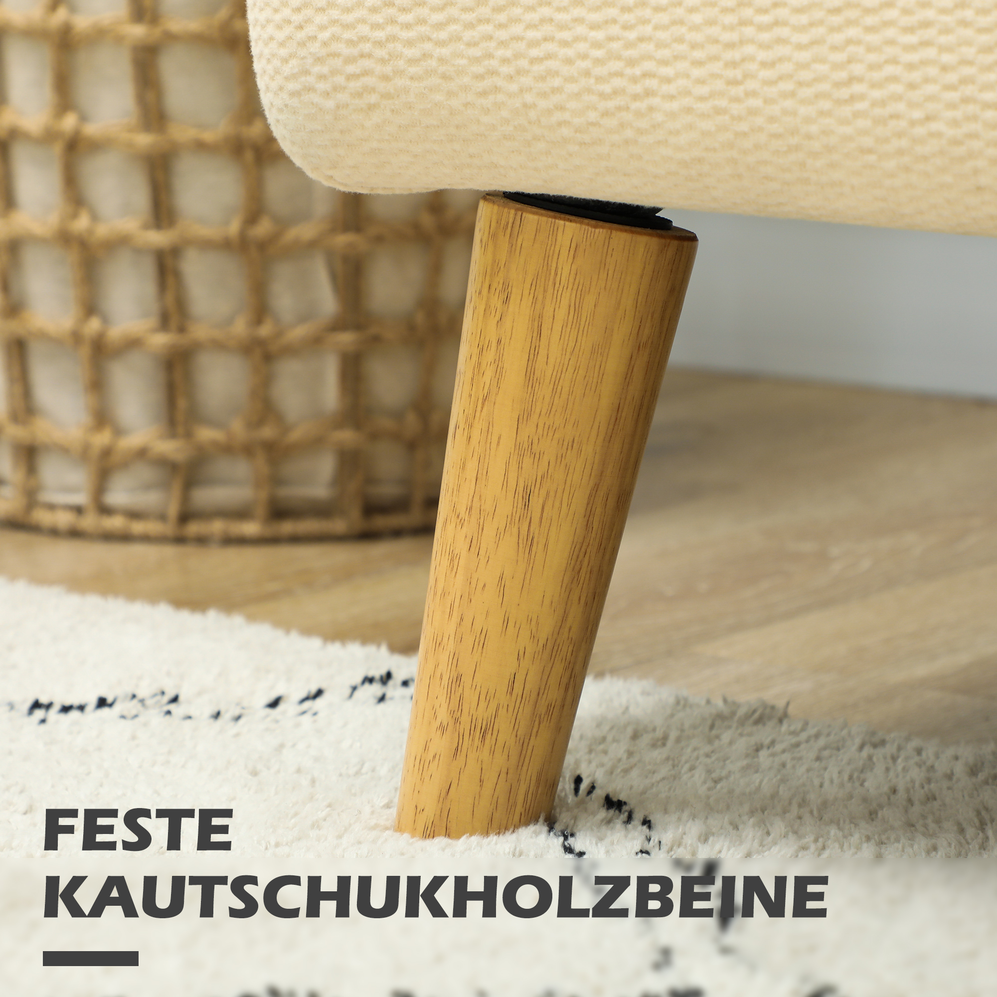 Tweezitsbank, Compact, Huidvriendelijke Bekleding, Tot 240 kg, 130x74x79 cm, Cr��mewit