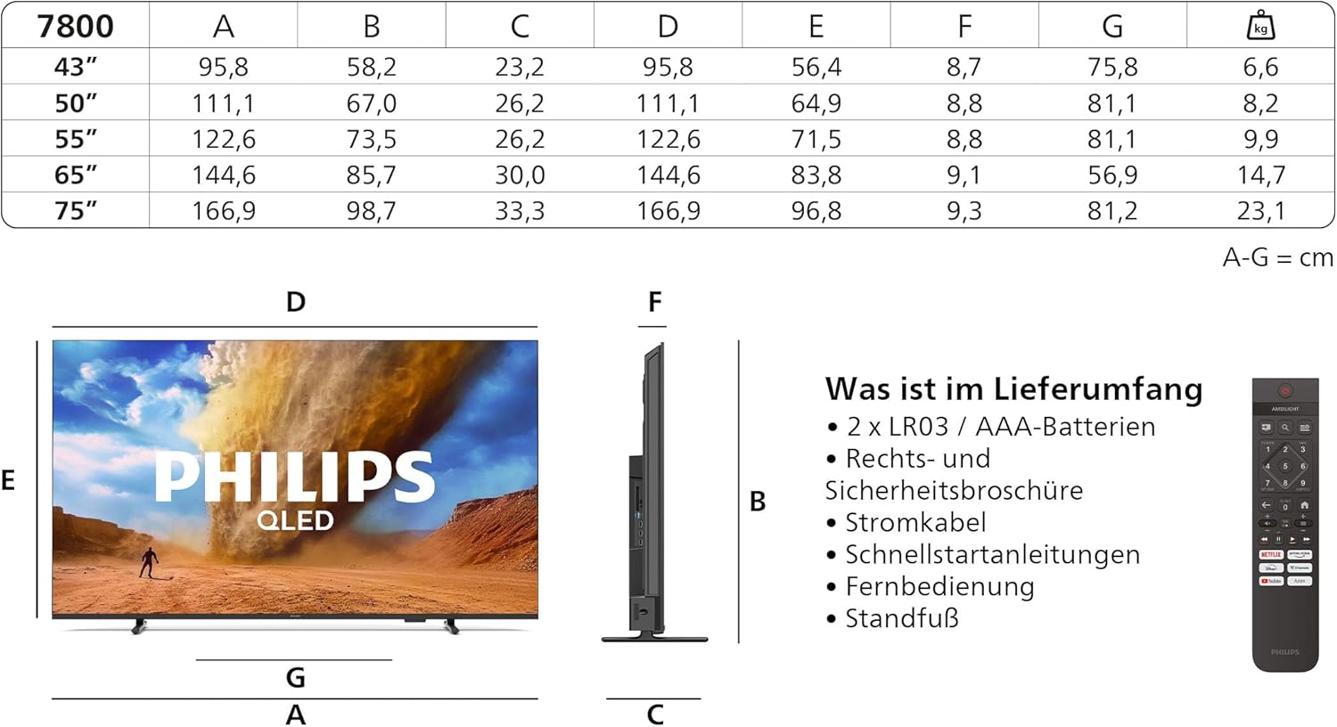 Philips 50PUS7800 4K LED Smart TV - 50 Zoll Display mit Pixel Precise Ultra HD, Titan OS Plattform und Dolby Atmos Sound - Funktioniert mit Alexa und Google Sprachassistent