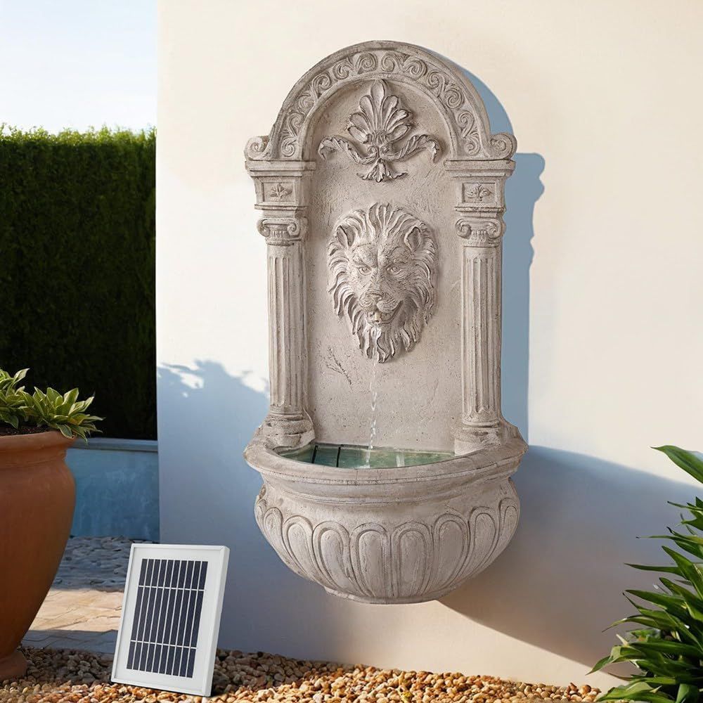 Gardeon Solar Water Fountain with LED Lights, 77cm Tall Wall-Mounted Garden Feature