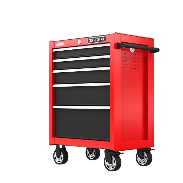 2000 Series 26-in W x 36.5-in H 5-Drawer Steel Rolling Cabinet (Red)