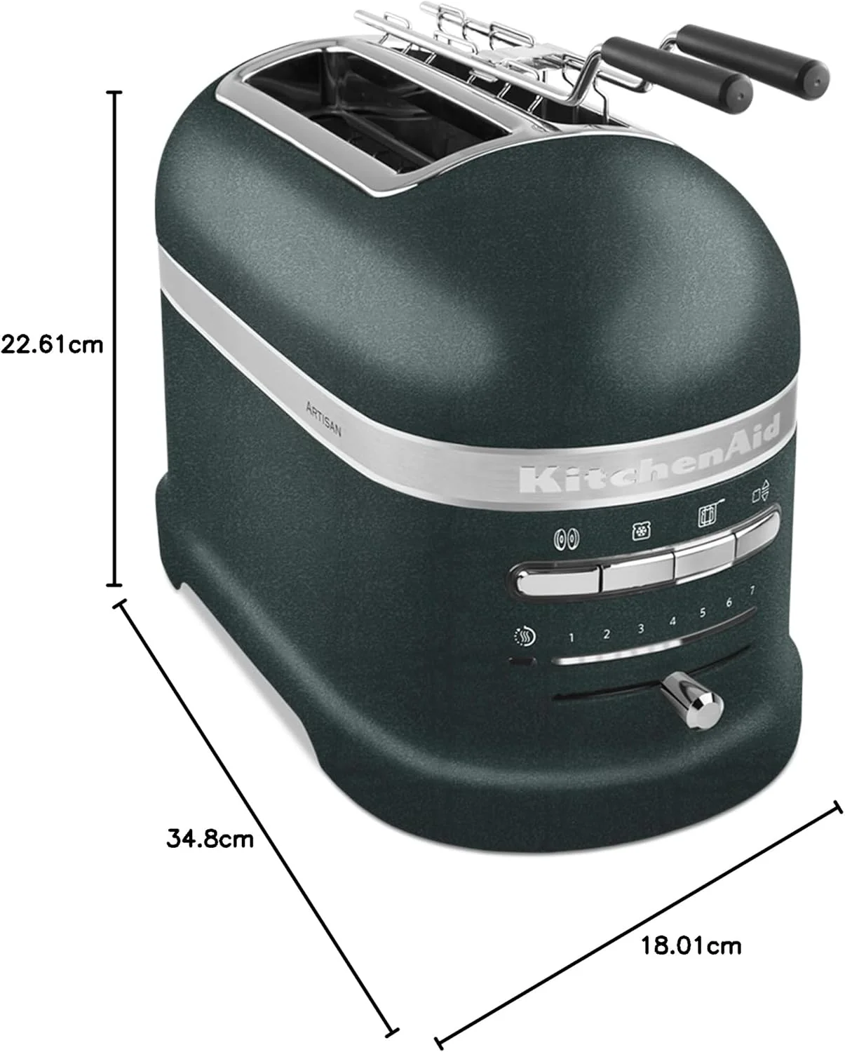KitchenAid Toaster f��r 2 Scheiben mit Sandwich-Zange | Artisan | Retro Toast Machine | Verschiedene Funktionen und Br?unungsstufen | Gr��n