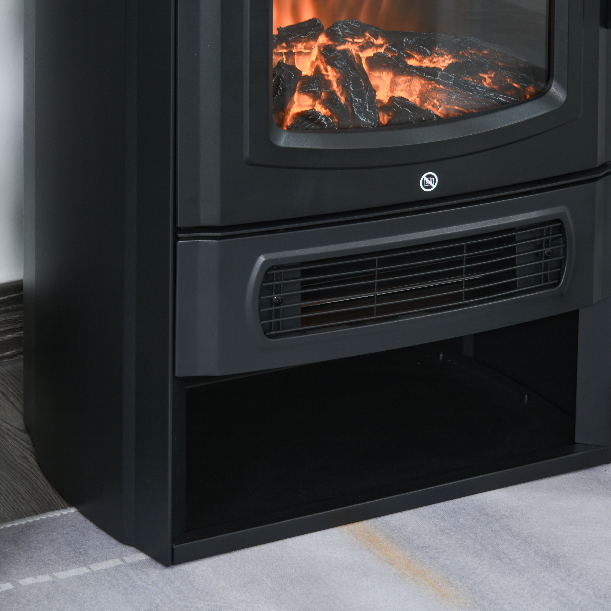 Elektrische kachel met vlameffect thermostaat 1000 W / 2000 W 20 �O zwart metaal 25 x 25,4 x 52 cm