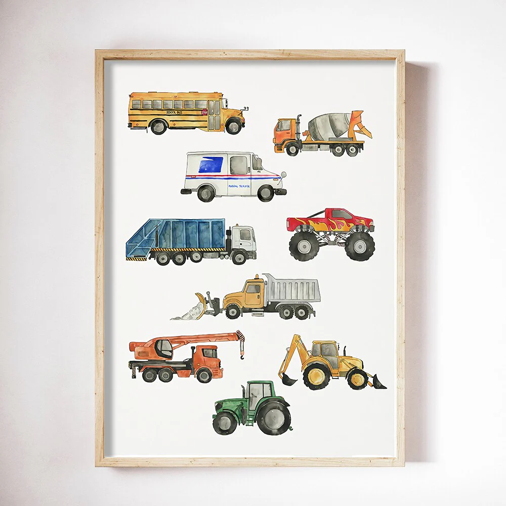 Truck Theme Baby Nursery Canvas Prints