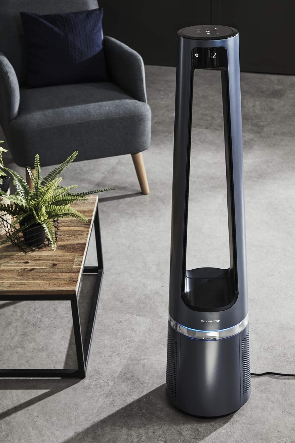 Rowenta QU5062 Eclipse 3in1 Luftreiniger | Heizlüfter | Ventilator | filtert 99,9% der Partikel | für 30 m2 Raumgre | schnelle Heizung bis zu 35°C | automatischer Tag- und Nachtmodus | Schwarz/Grau