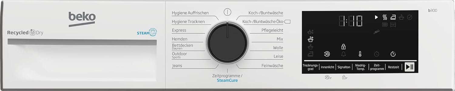 Beko Wäschetrockner 8kg, Stiftung Warentest GUT (2,5) , allergikergeeignet, Hygiene Trocknen, SteamCure Dampffunktion, 15 Programme, Express, B3T42249S, Weiß