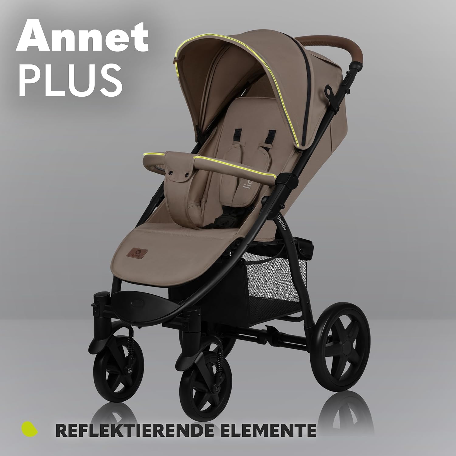 LIONELO Annet Plus Buggy bis 22 kg mit Liegefunktion, Kinderwagen klein zusammenklappbar mit Zubehör, Eva-Schaum-Räder, Moskitonetz, Fußdecke Getränkehalter, Korb