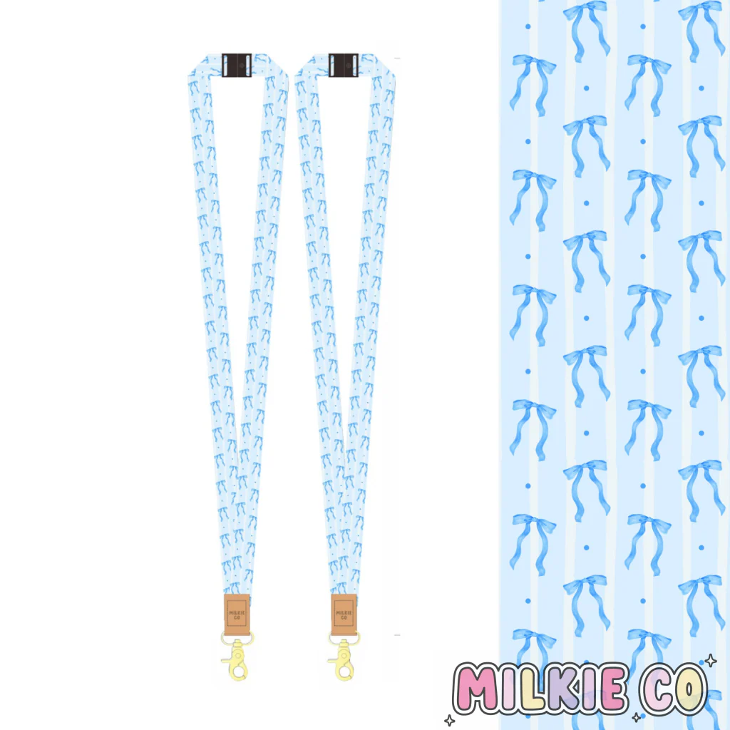 Blue Bow Fabric Lanyard