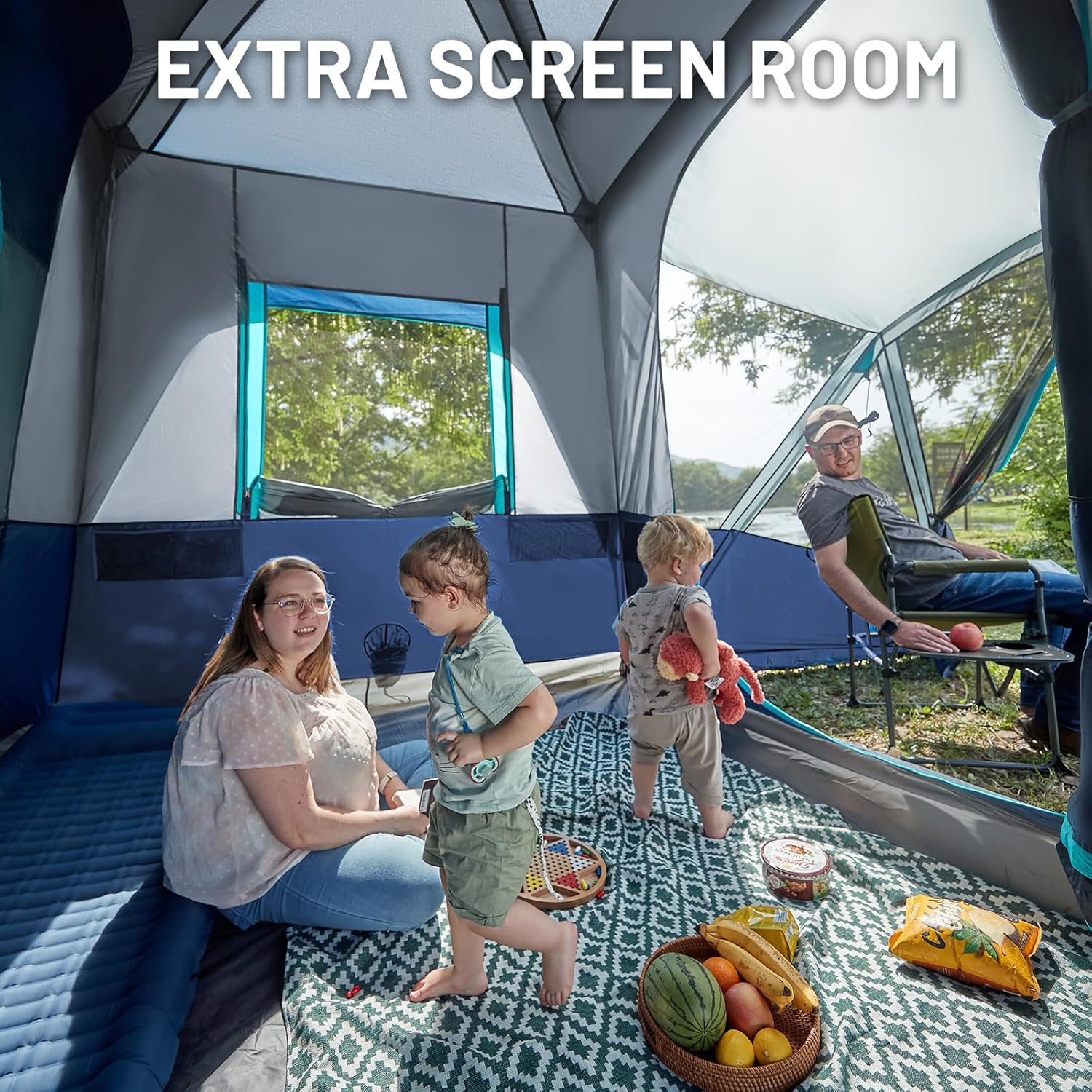 TIMBER RIDGE 5-9 Person SUV Tent with Screen Porch and Awning for Family Camping. Weather Resistant and Portable Van or Car Tent. Includes Rainfly and Storage Bag. 13' W X 10' L X 7.1' H