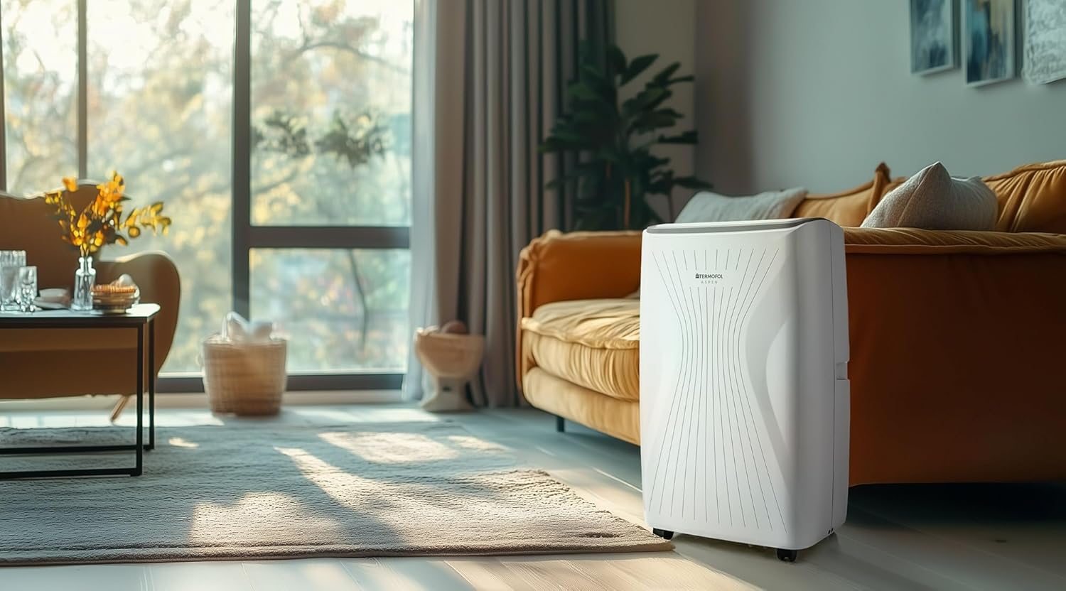 Termofol Mobile Klimaanlage ASPEN 4000W – 4in1: Klimatisierung, Luftentfeuchter, Ventilator, Heizung – WLAN Fernsteuerung – energiesparendes Smart-Home-Gerät – modernes Design – weiß