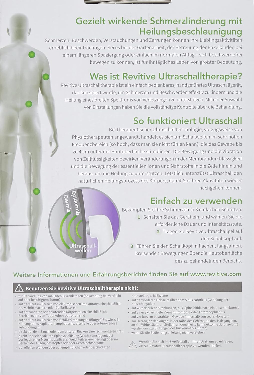 Revitive Ultraschall-Therapie: Lindert Schmerzen bei muskulären Verletzungen, Beschwerden und Zerrungen. Ideales Ultraschall Handgerät für Zuhause