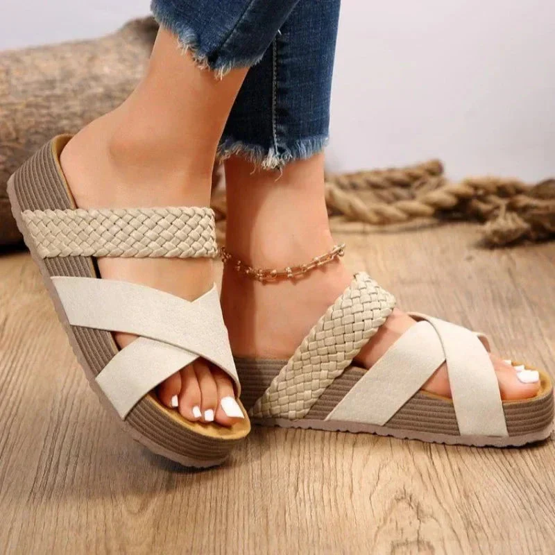Orthop?dische Sandalen f��r Damen mit ergonomischem Fu?bett und verstellbaren Riemen �C Bequeme Plateau Sommerschuhe f��r den Alltag