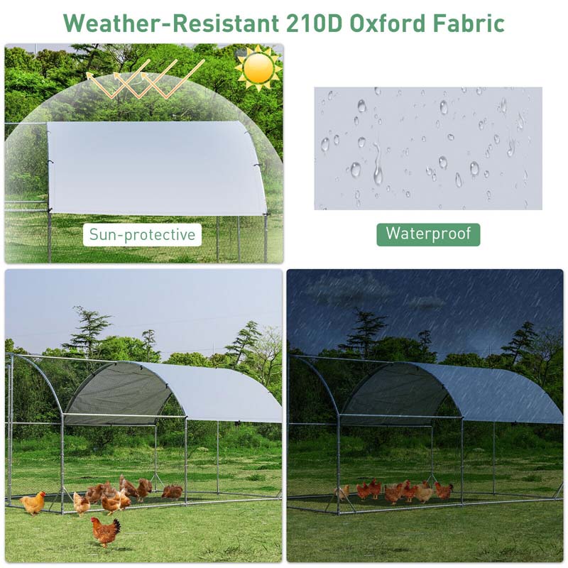Eletriclife 12.5 Feet Large Metal Chicken Coop Outdoor Galvanized Dome Cage with Cover
