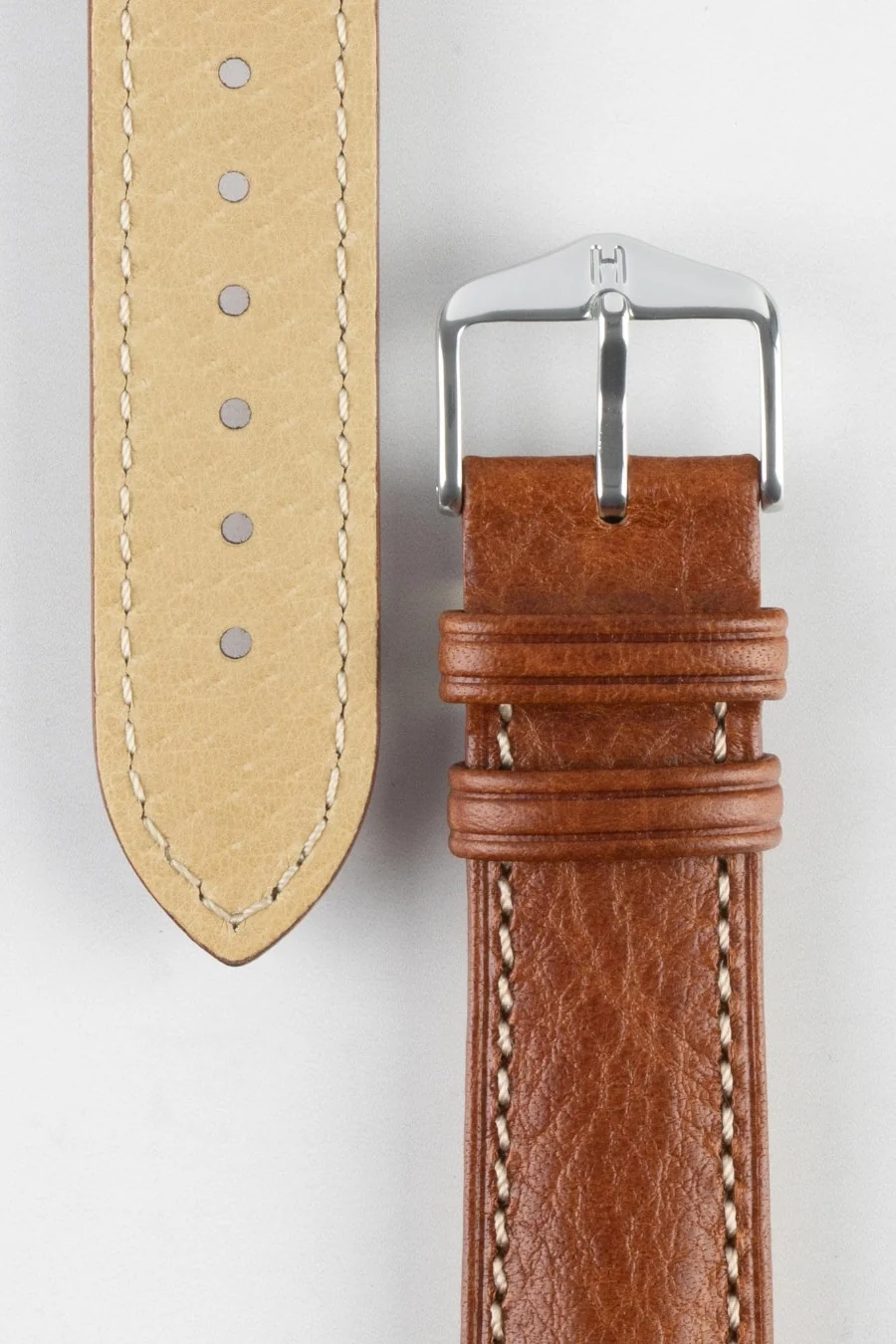 Hirsch BOSTON NQR Gold Brown Buffalo Calfskin Watchstrap