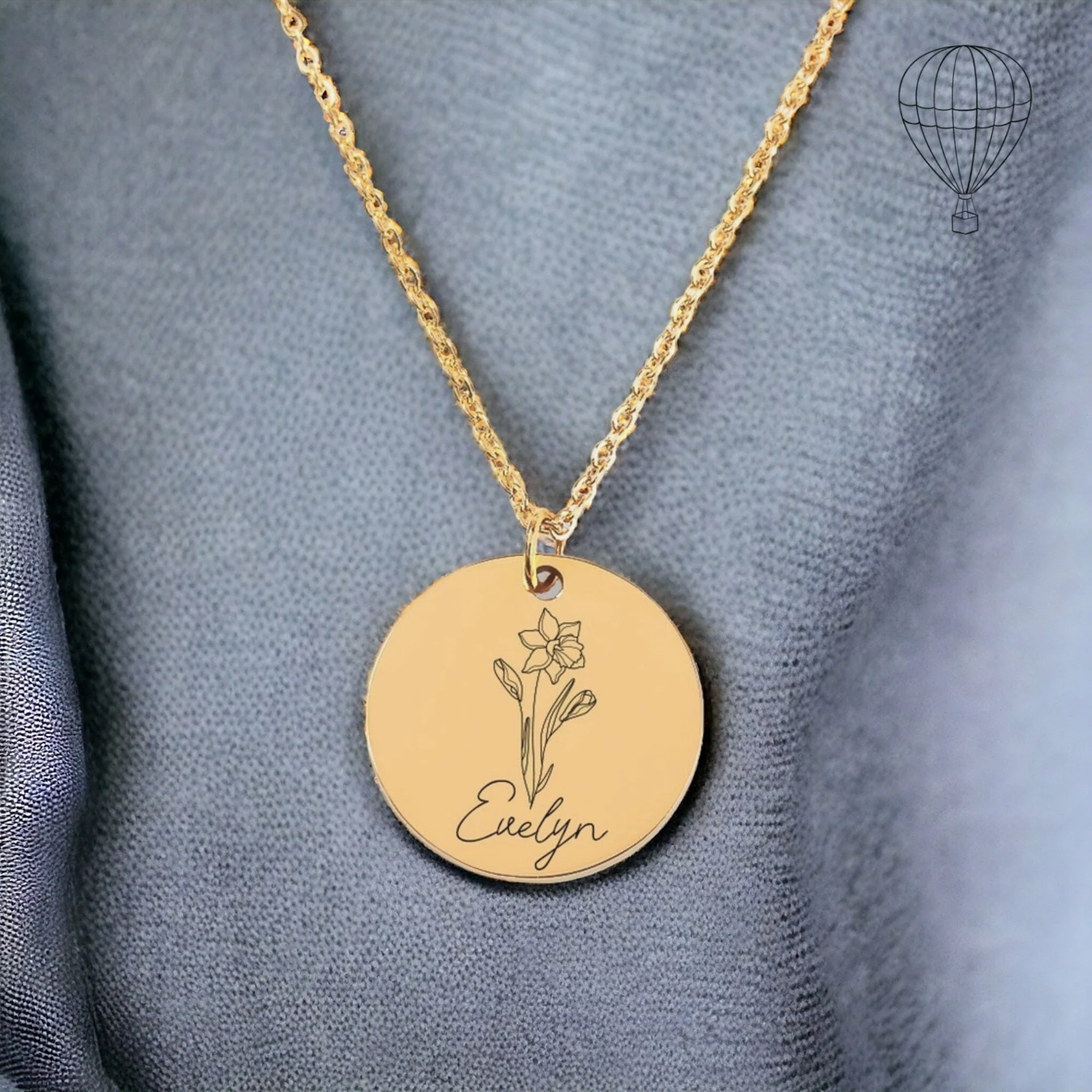 Personalized Birth Flower Gift for Mom, Personalized Name Birthflower Necklace, Birth Flower Gift-For-Mothers Day, Gifted Birthflowers
