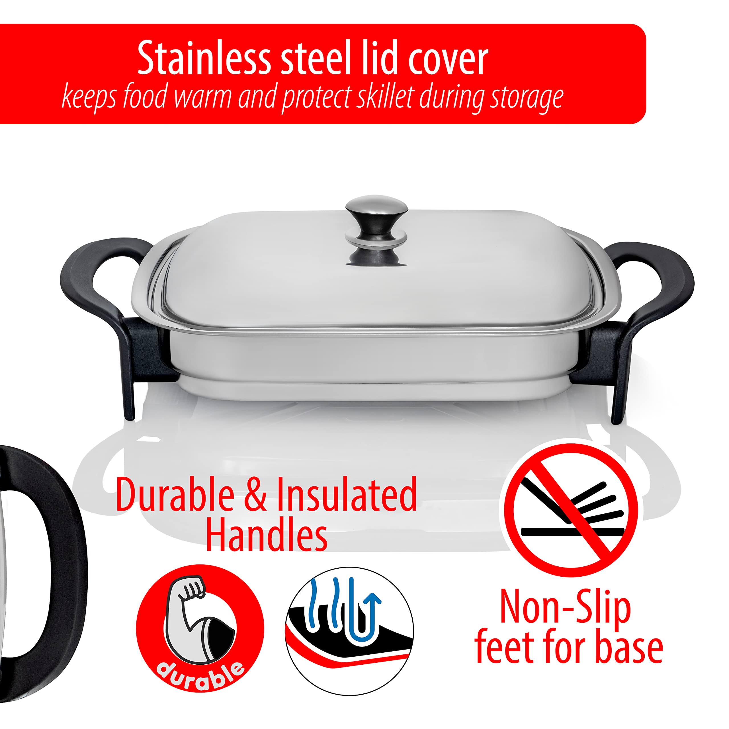 Maxam 16 Inch Electric Skillet Rectangular