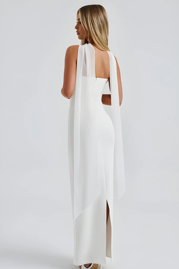 Tr?gerloses Maxi-Bodycon-Cocktailkleid f��r Damen mit Schal
