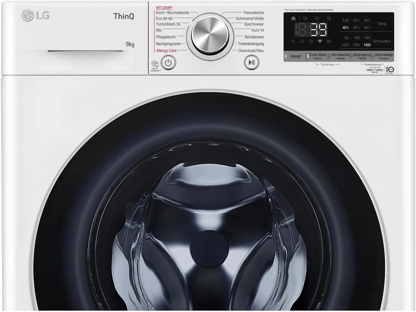 LG F4WV7080, Klasse A, Voorlader Wasmachine 8 kg, 1400 tpm, AI Direct Drive, Wi-Fi, Dieptereiniging met Stoom, Grote Capaciteit, TRIPLE A, Veiligheidsglas Buitendeur, 62 x 60 x 85 cm ? Wit