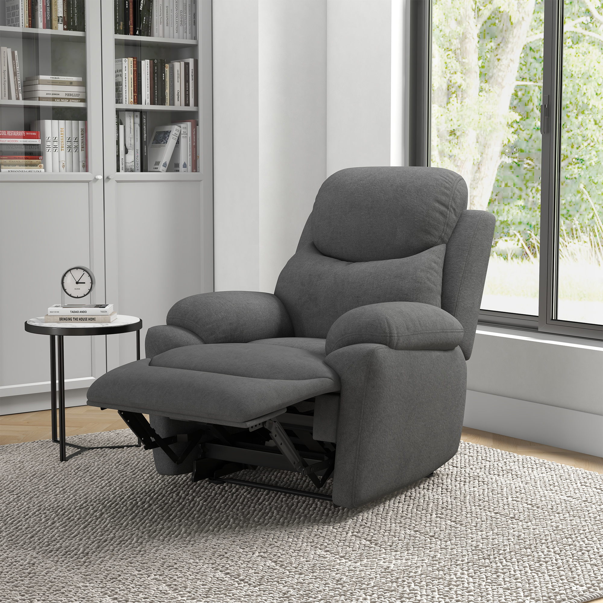 Relaxstoel, TV-stoel met ligfunctie en stoffen bekleding