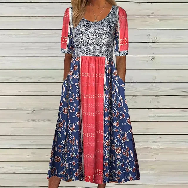 Damen Midikleid mit Boho-Print