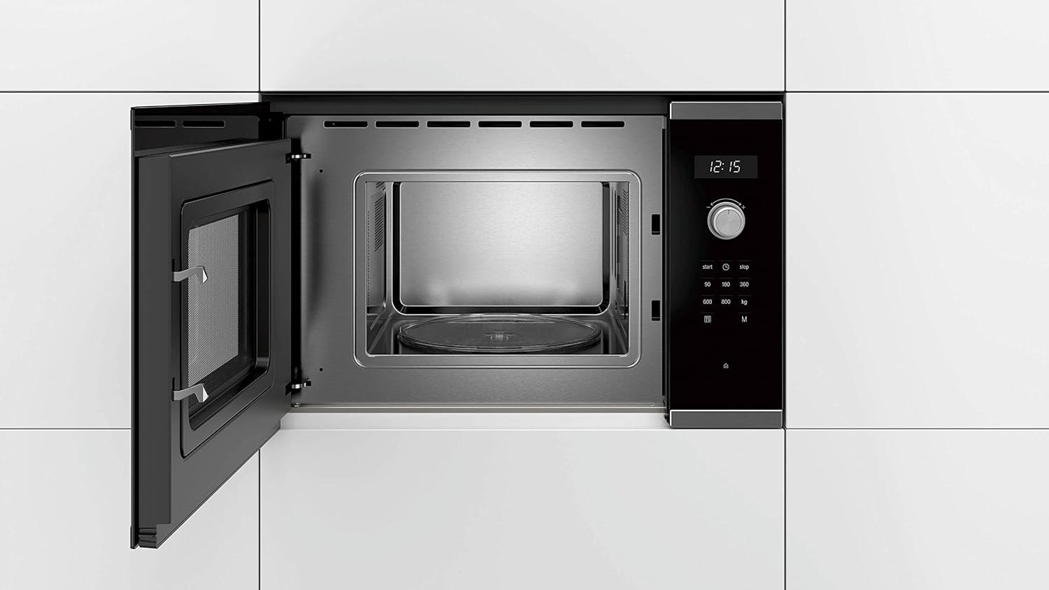 BFL524MS0 Serie 6 Einbau-Mikrowelle, 38 x 60 cm, 800 W, Drehteller 25,5cm, Türanschlag Links, AutoPilot 7 7 Automatikprogramme, Reinigungsunterstützung, LED-Touchdisplay, Edelstahl