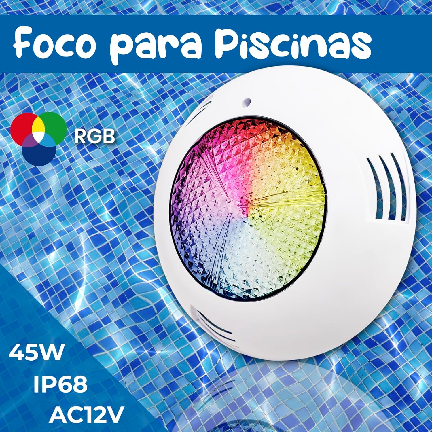 LED ATOMANT 2er Pack Poolbeleuchtung LED 45W RGB, Wasserdicht IP68 Unterwasserlicht für Pool, 20m Kabel, Mit Transformator AC 220V/12V AC und Fernbedienung