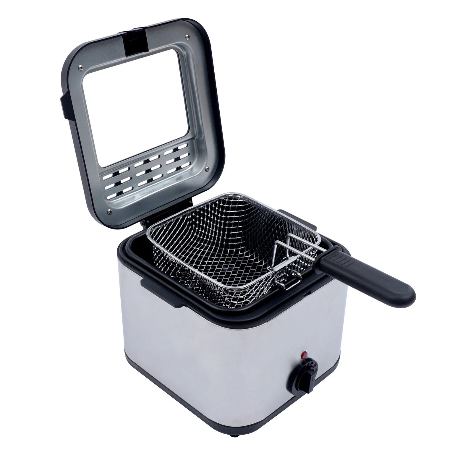 2025 Compacte Frituurpan van 1000W en 2,5L met Mand, Transparant Venster en Olie-afvoerhaak