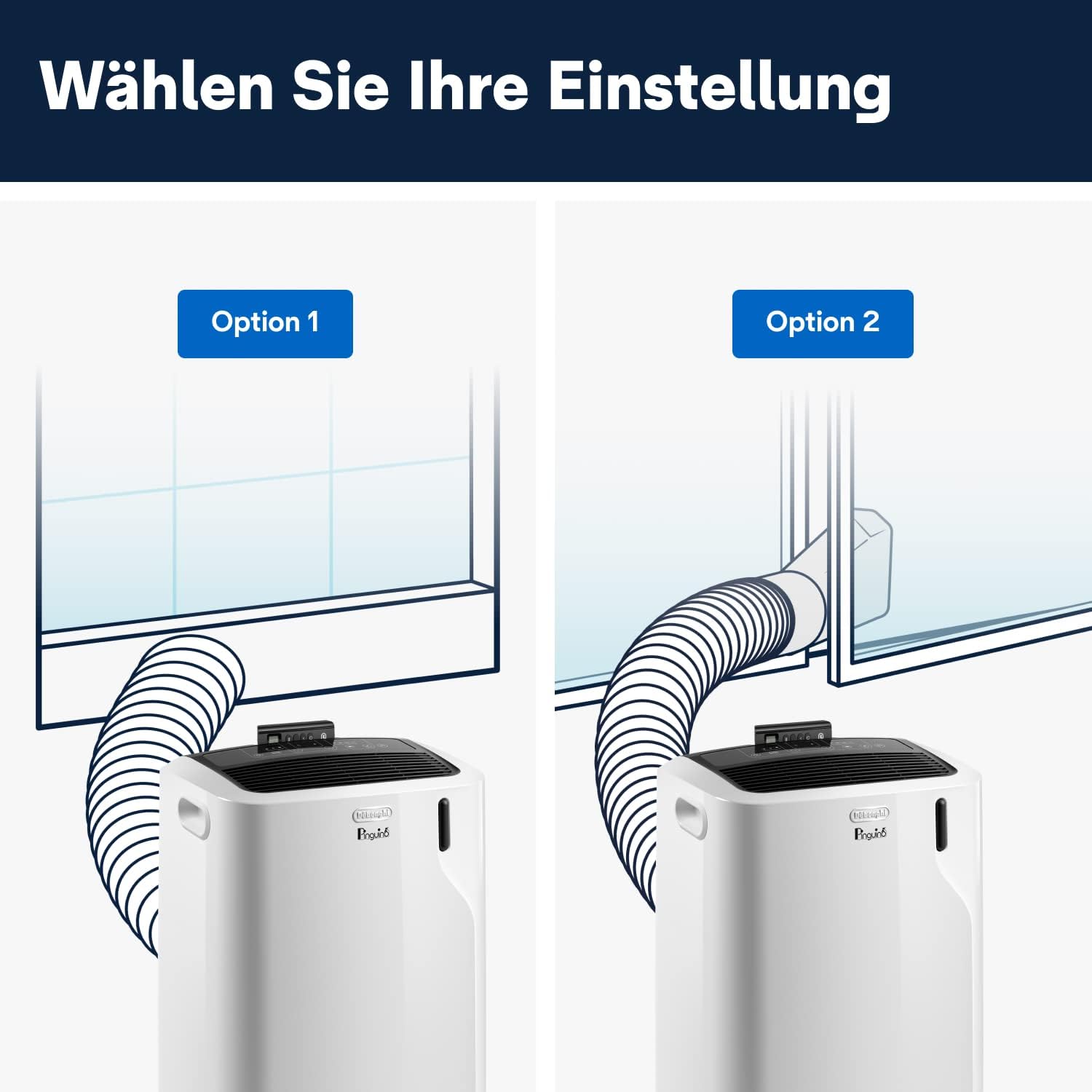 De'Longhi Pinguino PAC EM93 Silent, Mobile Klimaanlage für Räume bis zu 90 m³, 10.500 BTU/h, 2,6 kW, 63 dB, Entfeuchtungsfunktion, Energieklasse A, 24h-Timer, Weiß