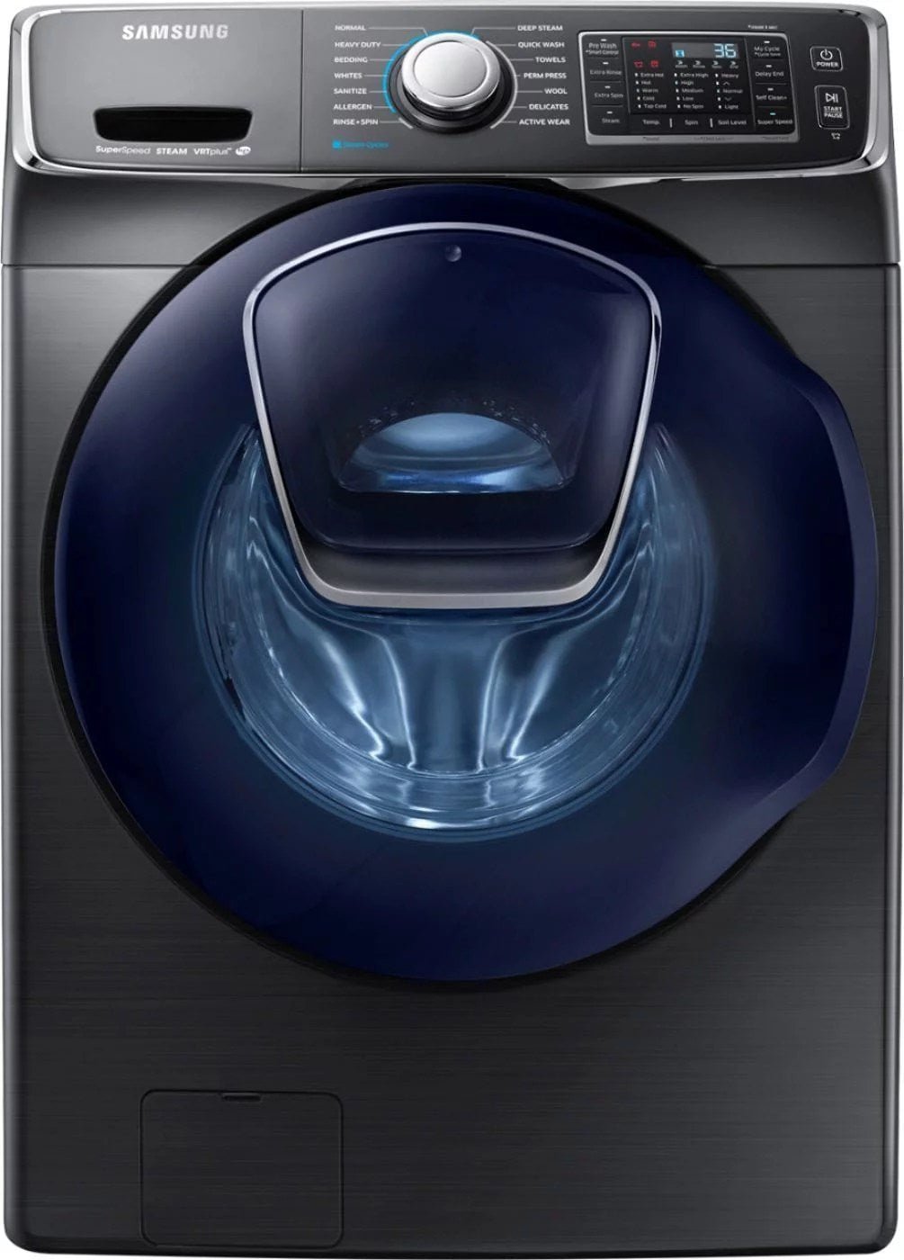 Samsung �C 4.5 Cu. Ft. High Efficiency Stackable Front Load Washer with Steam and AddWash �C Black stainless steel