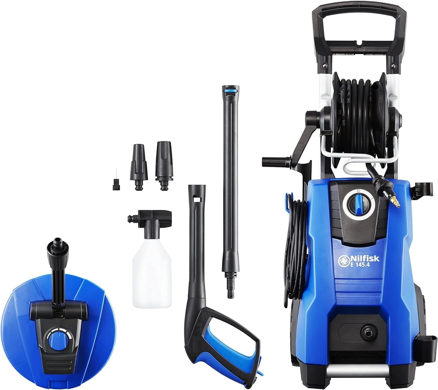 Nilfisk hogedrukreiniger met inductiemotor (incl. Patio Cleaner terrasreiniger en roterende borstel) E145.4-9 blauw
