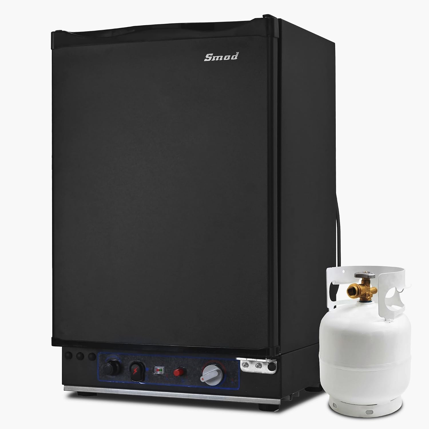 Smad Frigo Gaz, 40L, Frigo Trimixte 12V 220V Gaz Camping Car, Réfrigérateur Camping Gaz pour Camping-Car Camion Caravane Fourgon Chalet Mobile-home, 28/30mbar, Noir