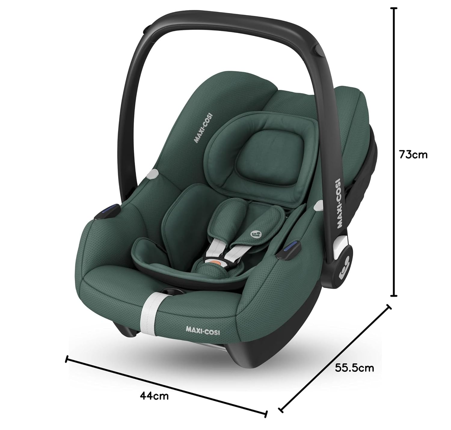 Maxi-Cosi CabrioFix i-Size, Babyschale, 0–12 Monate, max. 12 kg, leichter i-Size Kindersitz (3,2 kg), Sonnenverdeck, gepolsterter Sitz, für viele Maxi-Cosi Kinderwagen, Essential Green