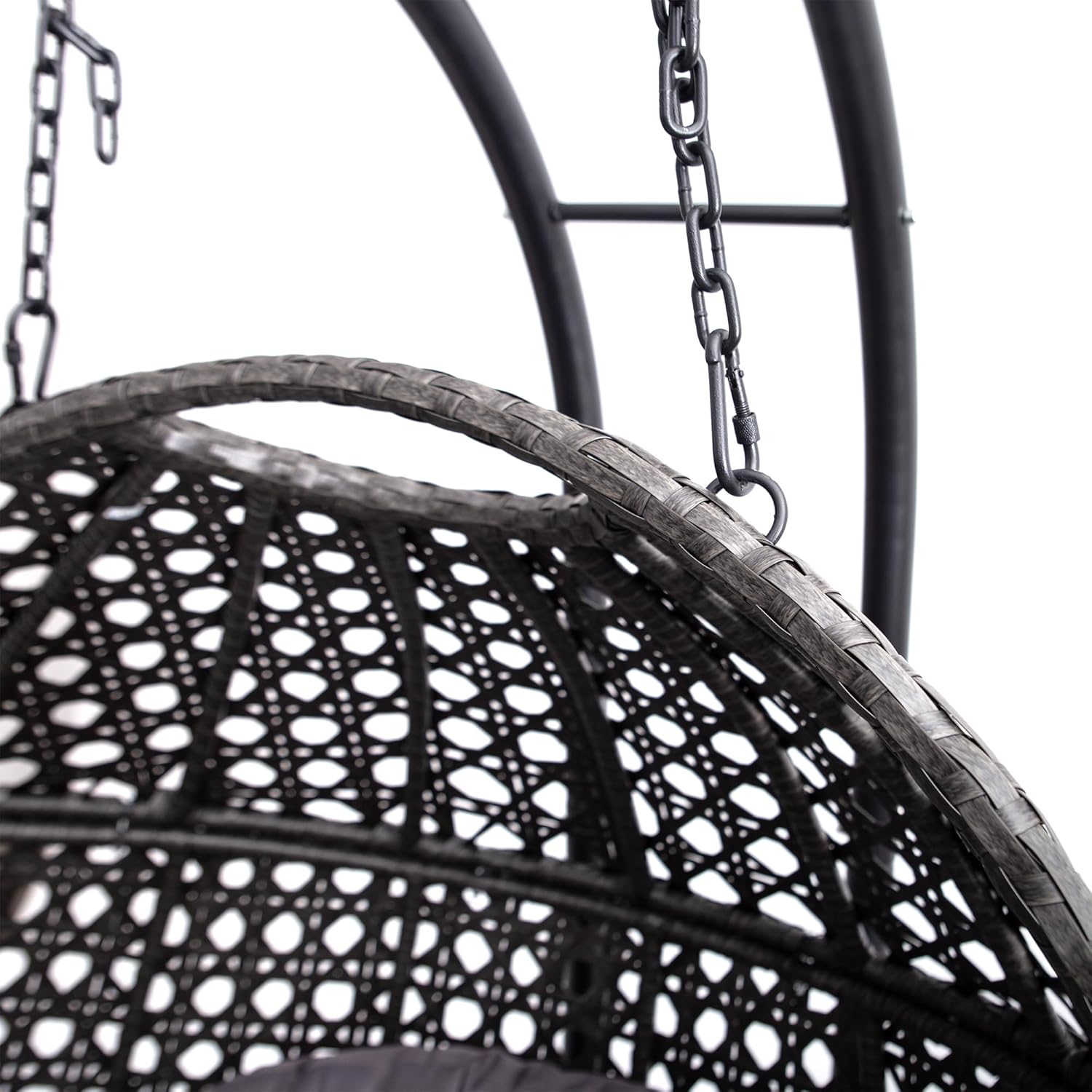 Allpax Doppel-Hängesessel Größe XL - geeignet für In- und Outdoor - bis 300 kg - Korb aus Polyrattan mit Gestell und Sitzkissen - Hängekorb, Hängestuhl, Schwebesessel, Hängeschaukel
