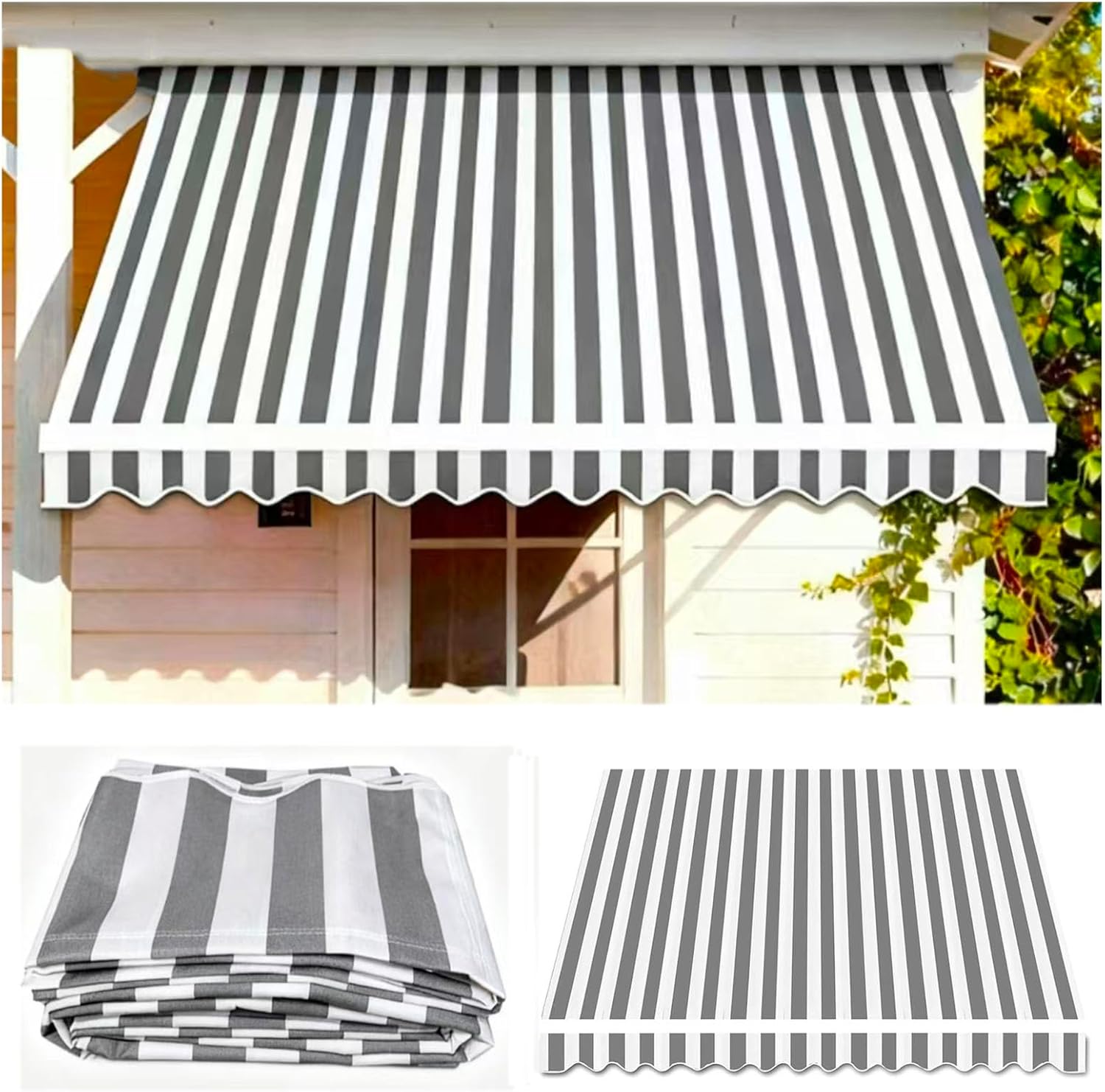 Ausziehbarer Ersatz-Terrassenüberdachung, UV-Schutz, 3 m, 3,6 m, 4,5 m, Polyester, Schirm d Design (6 x 1,5 m)