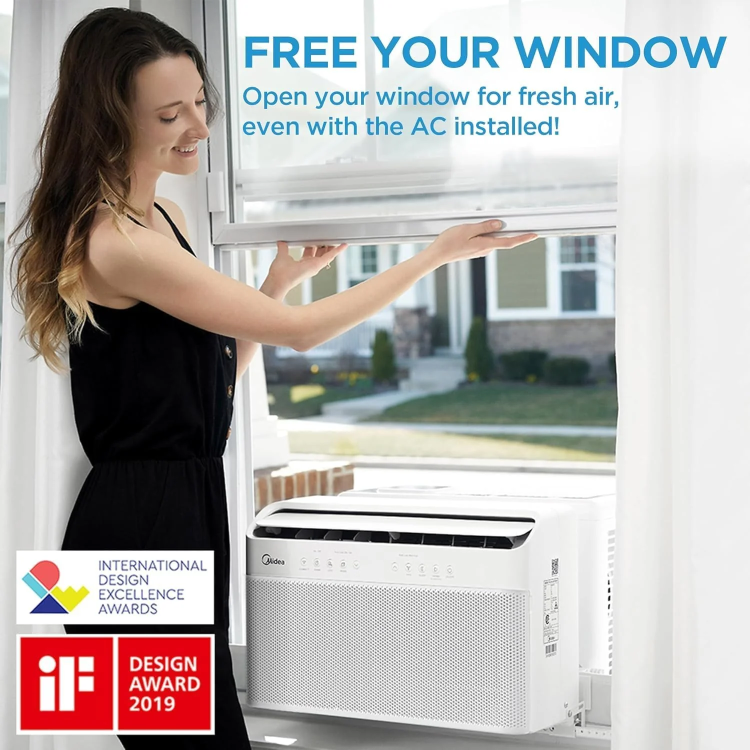 Midea 12,000 BTU U-Shaped Smart Inverter Window Air Conditioner–Cools up to 550 Sq. Ft.