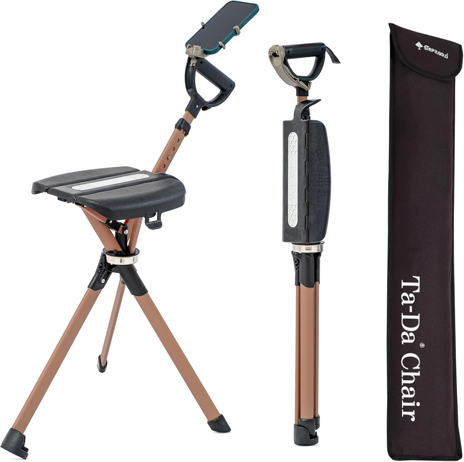 Ta-Da Chair Serie 2 PRO MAX - Gehstock mit Sitz, leichter Aluminiumrahmen & robuster Klapphocker (bis 182 kg), faltbares Design, ideal für Wanderungen und Outdoor-Aktivitäten, höhenverstellbar