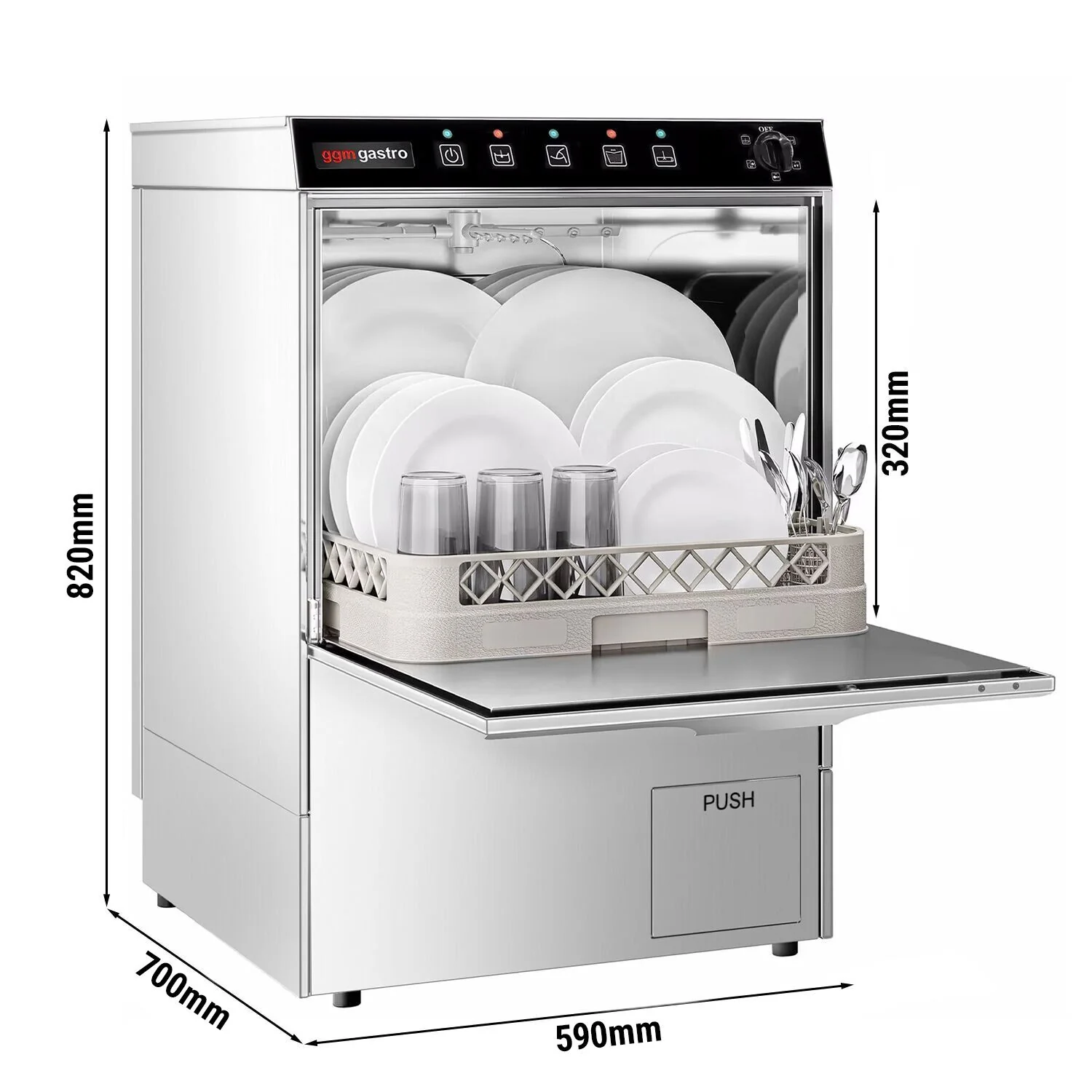 Oppvaskmaskin underbenk - analog - 3,55 kW - med oppvaskmiddel-, skyllemiddel- og avl?pspumpe