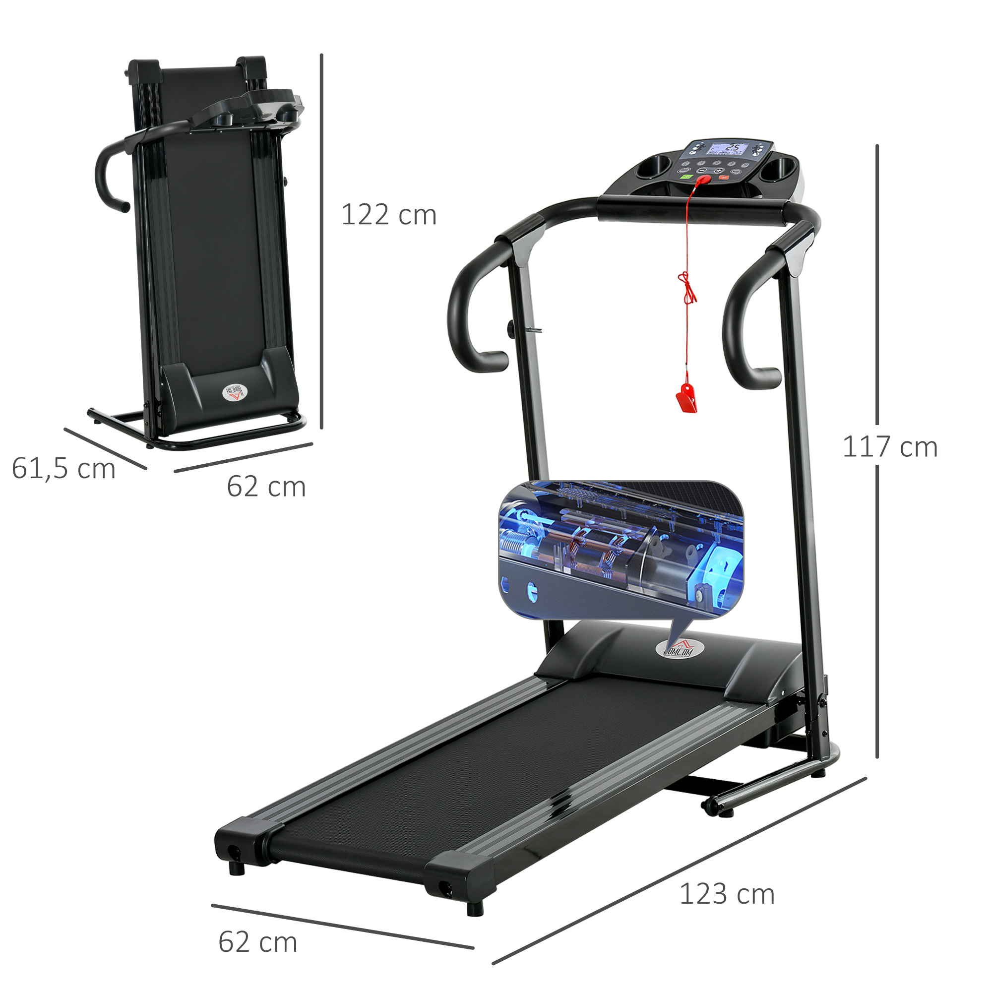 loopband opklapbaar elektrisch 500 W 1-12 km