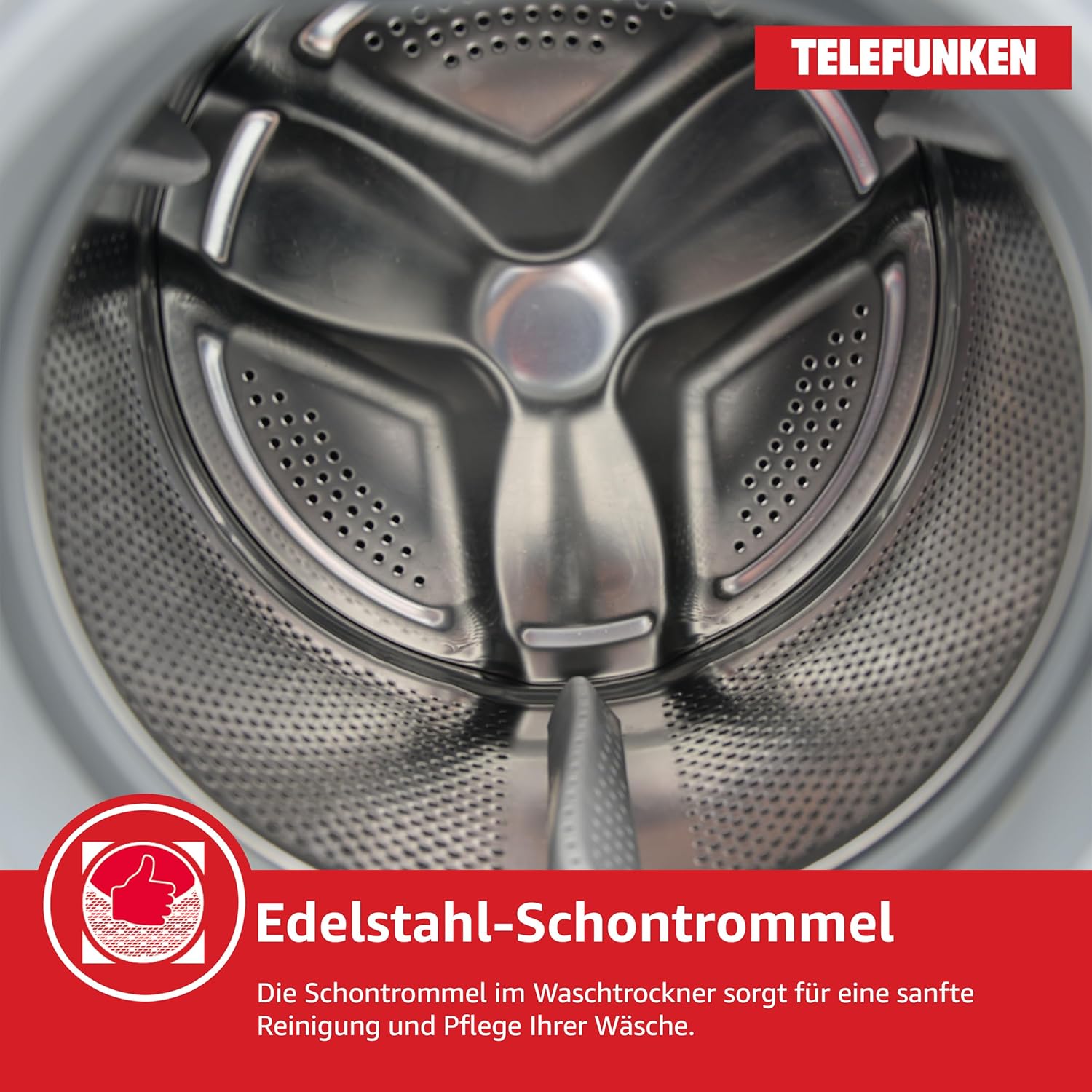 Telefunken Waschtrockner, 9 kg Waschen / 6 kg Trocknen, Waschmaschine mit Trockner integriert, 1400 U/Min, Frontlader Waschtrockner Kombi, Inverter Motor, AquaStop, 15 Programme, Energiesparend, Weiß