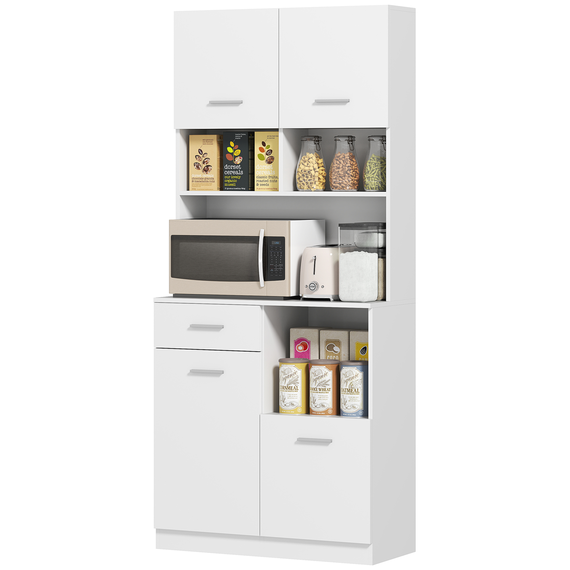Buffetkast met Lade, Soft-Close Deuren, 80 x 35 x 180 cm - Wit