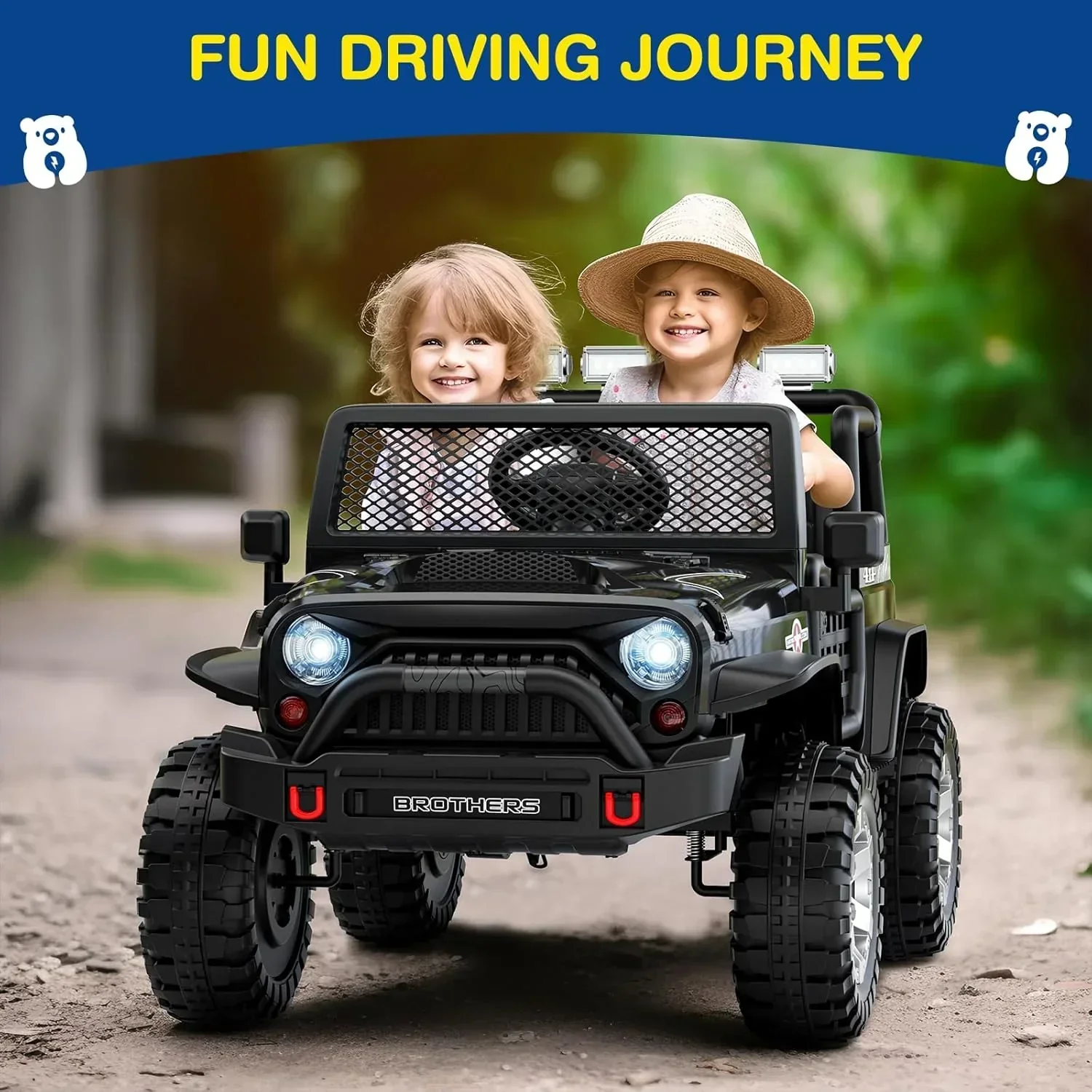 L8 Ride On Car 2 Seater 12V Kids Electric Car Remote Control 4-Wheel Suspension Bluetooth Speaker