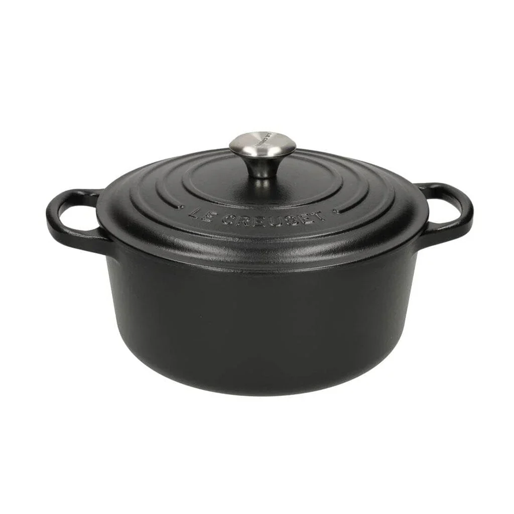 2025 Le Creuset - Sartén para asar / guisar Signature redonda negro mate 20 cm 2,4 l (interior negro)