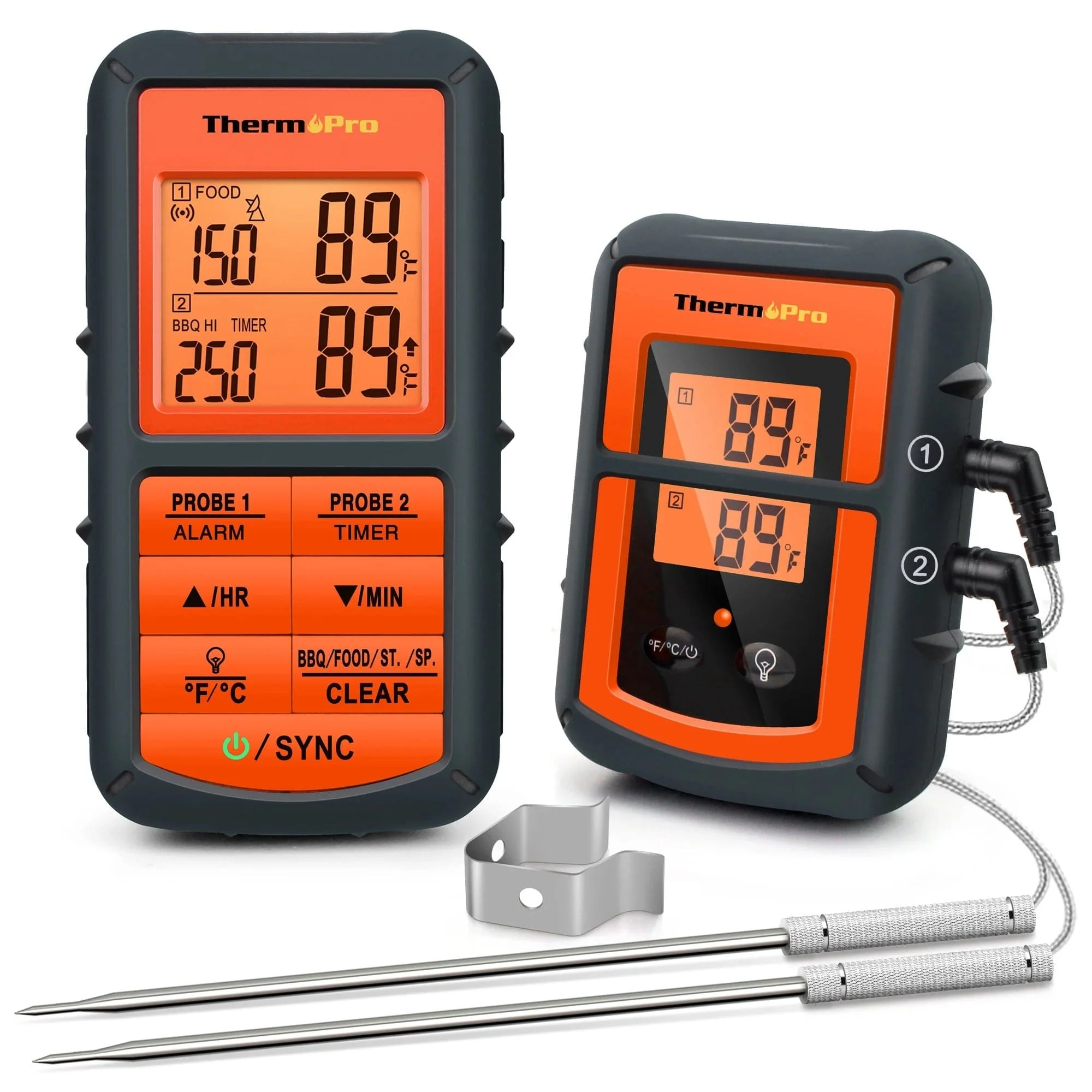 150M Wireless BBQ Meat Thermometer Dual Probe Backlight Display
