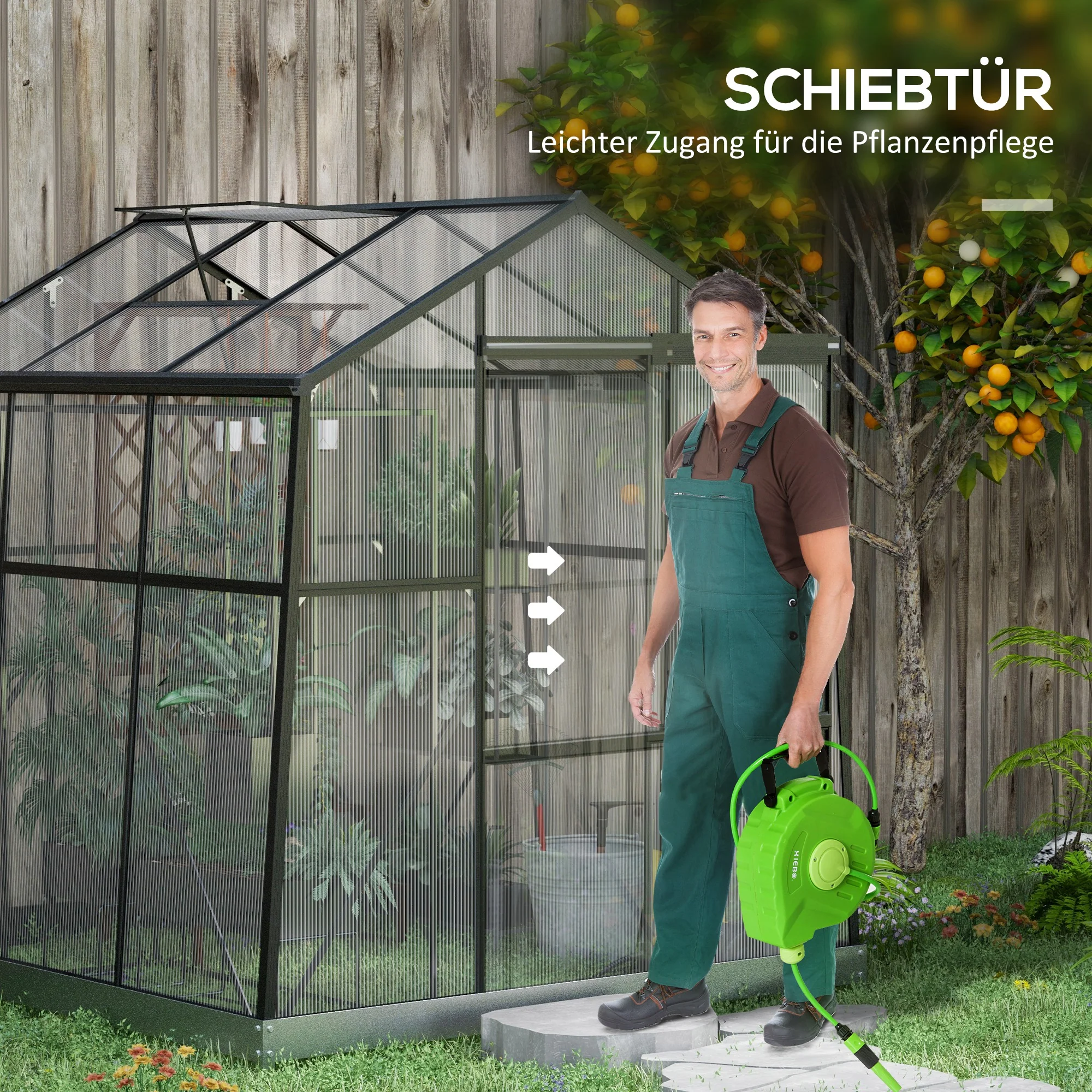 Outsunny Kas Kweekhuis Kweekbed, weerbestendig, 192 x 192 x 203 cm, Zwart