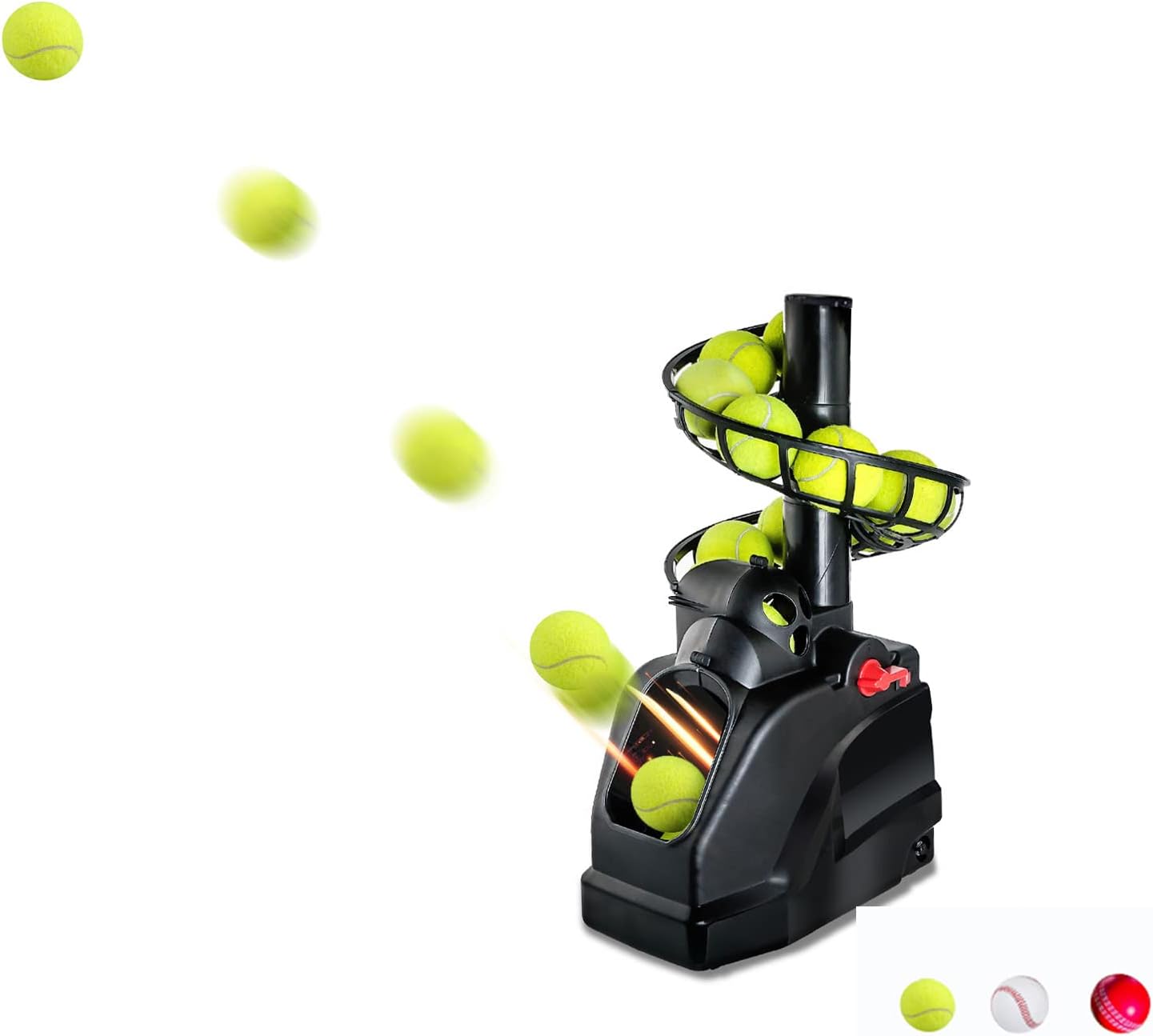 Tennis Ballmaschinen (maximal10 Bälle) Automatische Tennisbälle Trainer für Selbsttraining,Anfänger/Zuhause/Gericht/Garage/Büro,AC&Batterie&USB-Kabel